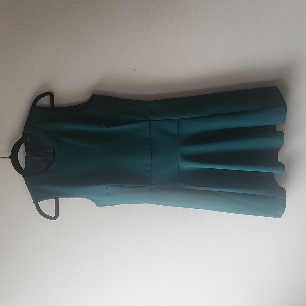 Madewell Anywhere Skater Dress Women Emerald Fit & Flare Back Zip Lined, size 8 - Picture 4 of 11